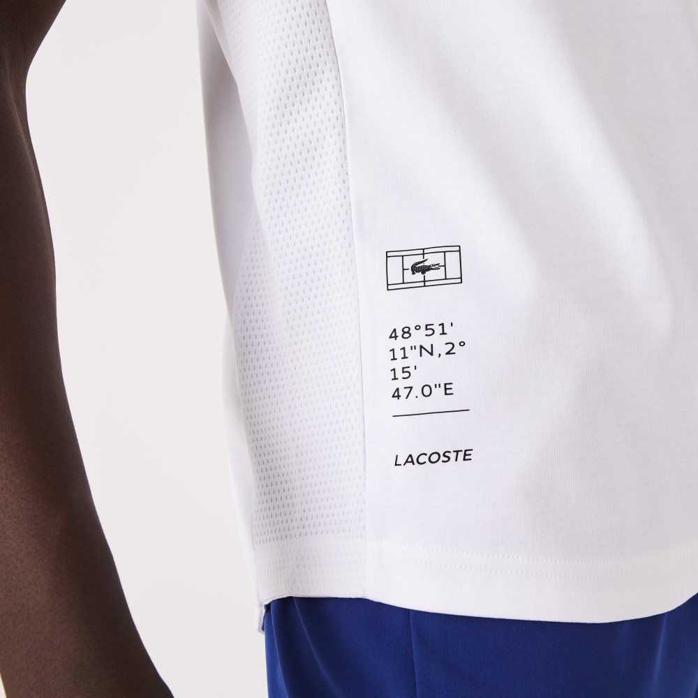 Lacoste SPORT Lettered Technical Pamuklu Beyaz Mavi Siyah Beyaz | TC2046183