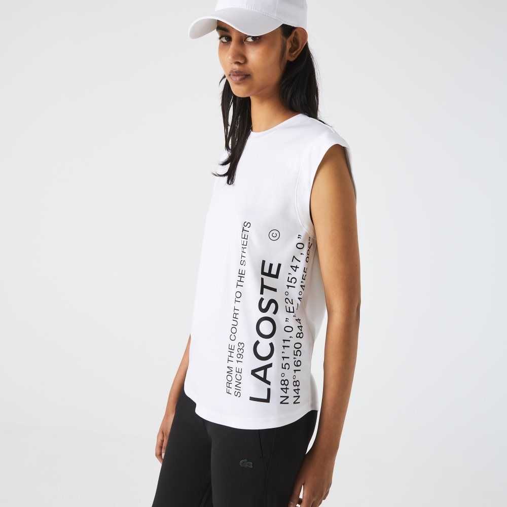 Lacoste SPORT Loose Fit Branded Coordinate T-Shirt Beyaz | SA5083769