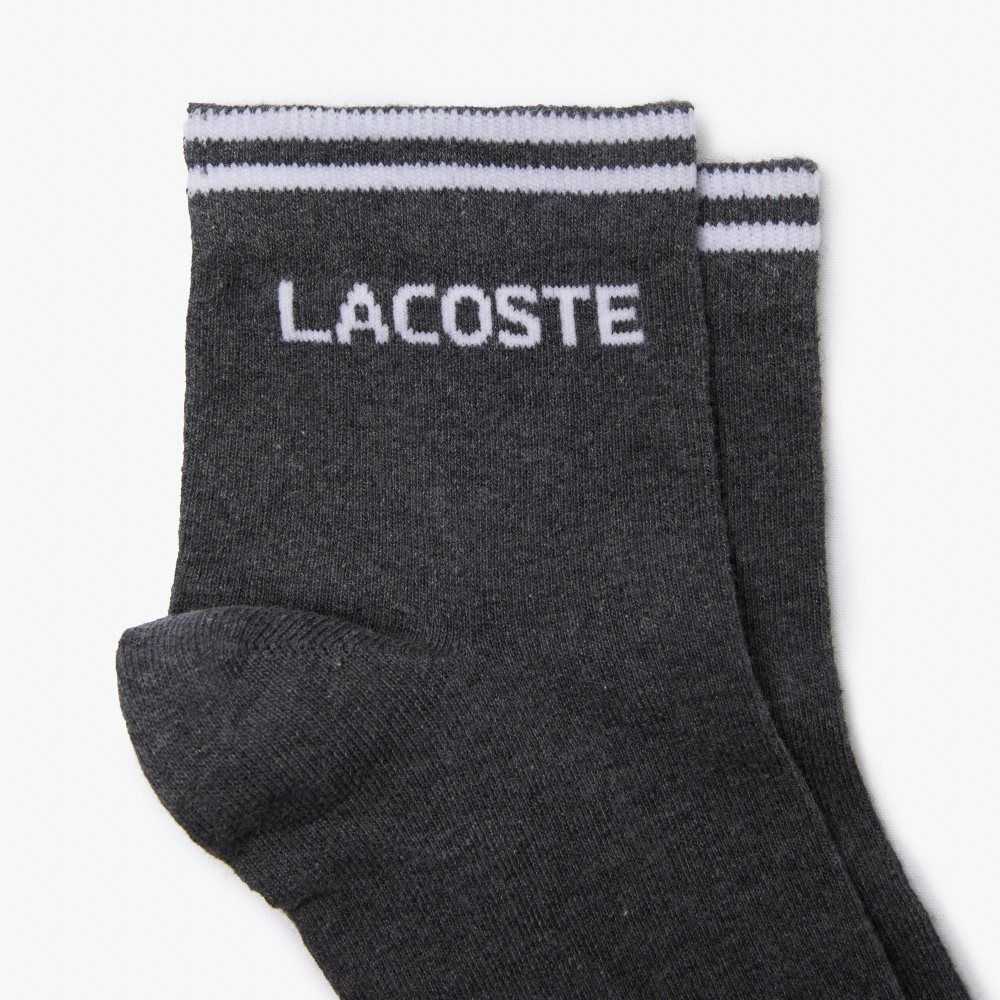 Lacoste SPORT Low-Cut Pamuklu Sock Two-Pack Gri Beyaz | OK6387542