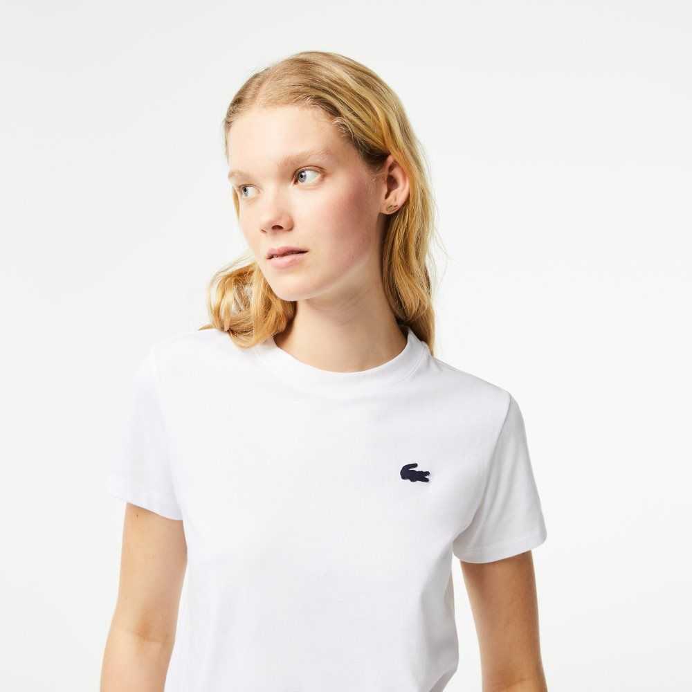 Lacoste SPORT Organic Pamuklu Jersey T-Shirt Beyaz | OA2347108