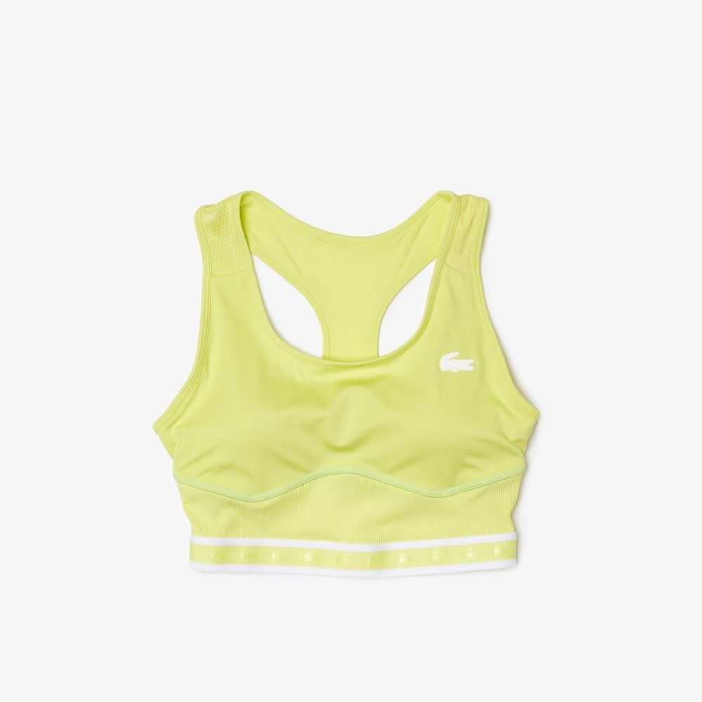 Lacoste SPORT Racer Back Sports Bra Sarı Yeşil | NG4510982