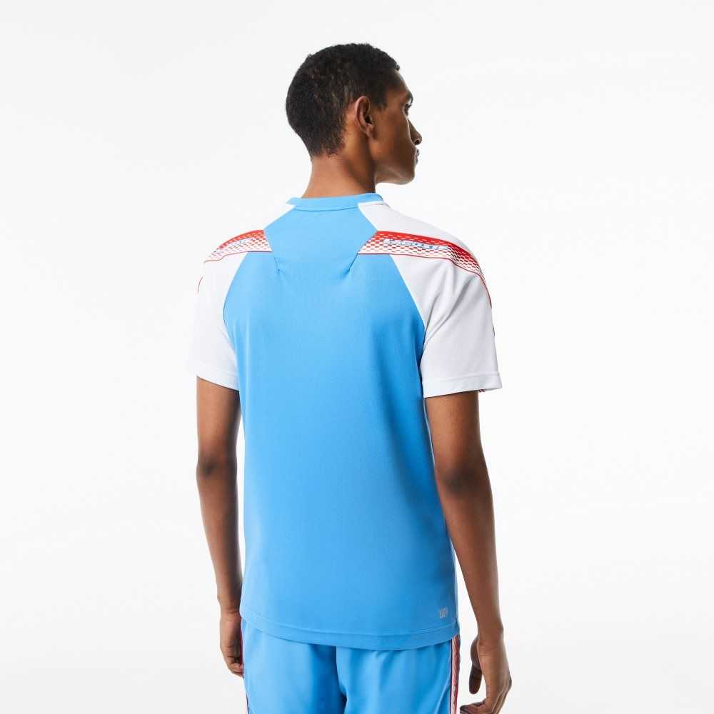 Lacoste SPORT Regular Fit Logo Stripe Mavi Beyaz | VJ8375192