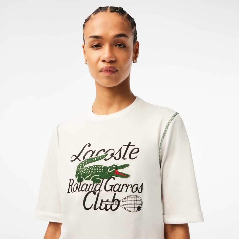 Lacoste SPORT Roland Garros Edition Heavy Jersey T-Shirt Beyaz | RY2054716