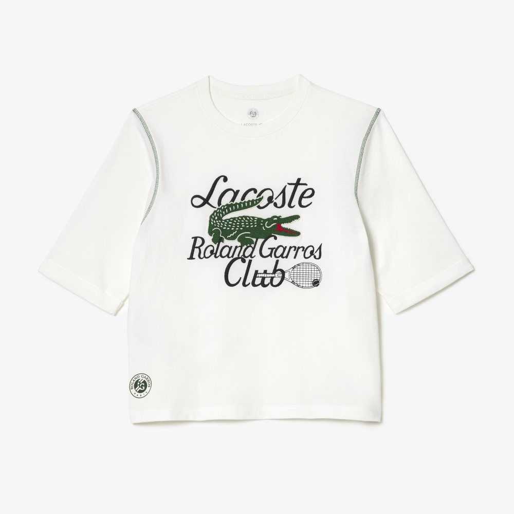 Lacoste SPORT Roland Garros Edition Heavy Jersey T-Shirt Beyaz | RY2054716