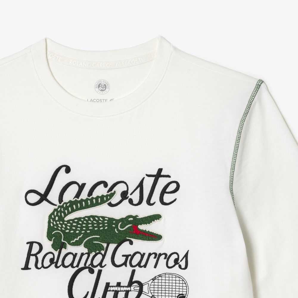 Lacoste SPORT Roland Garros Edition Heavy Jersey T-Shirt Beyaz | RY2054716