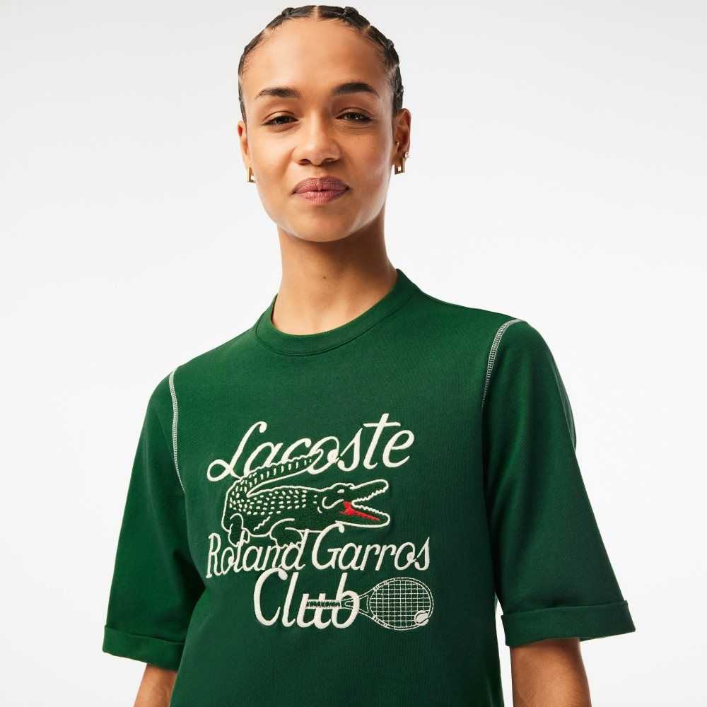 Lacoste SPORT Roland Garros Edition Heavy Jersey T-Shirt Yeşil | TE4271586