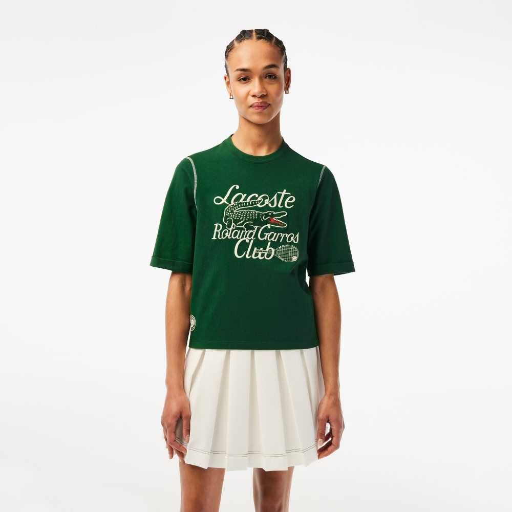 Lacoste SPORT Roland Garros Edition Heavy Jersey T-Shirt Yeşil | TE4271586