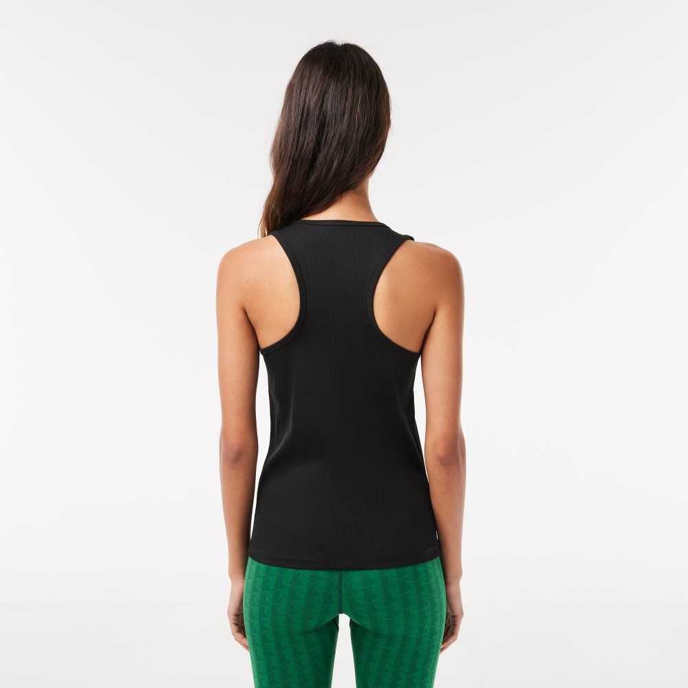 Lacoste SPORT Slim Fit Nervürlü Tank Siyah | PH5270169