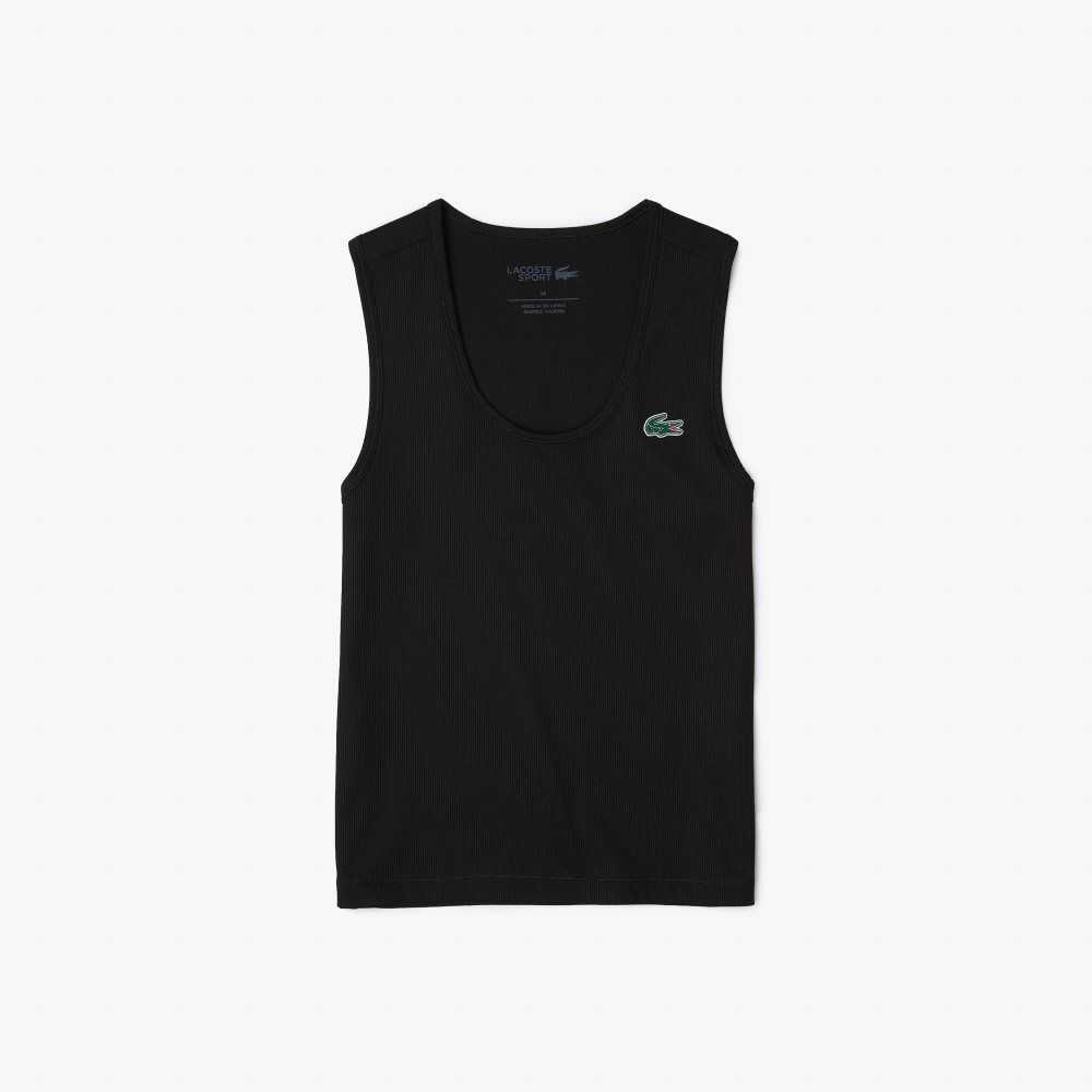 Lacoste SPORT Slim Fit Nervürlü Tank Siyah | PH5270169