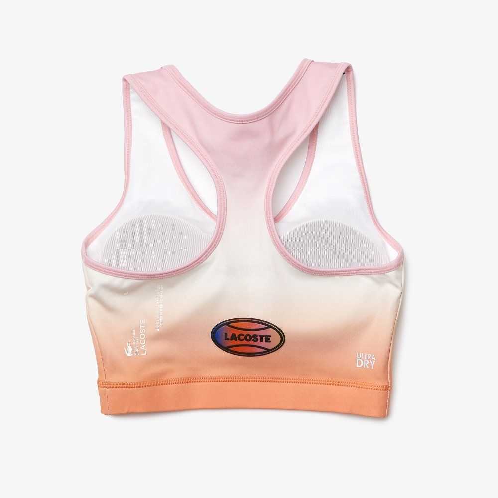 Lacoste SPORT Summer Pack Racer Back Sports Bra Pembe Beyaz Turuncu | CK2514967