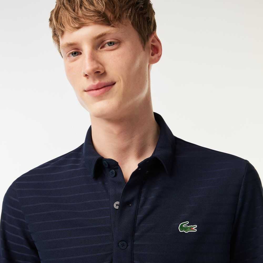 Lacoste SPORT Textured Nefes Alabilir Golf Polo Lacivert Mavi | WF3729184