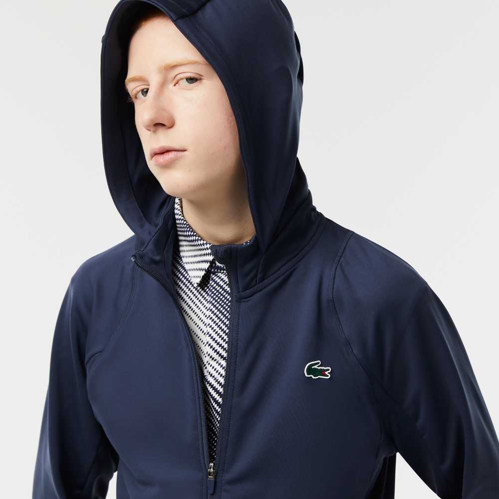 Lacoste SPORT Zipped High-Neck Kukuletalı Mavi | ME2859031