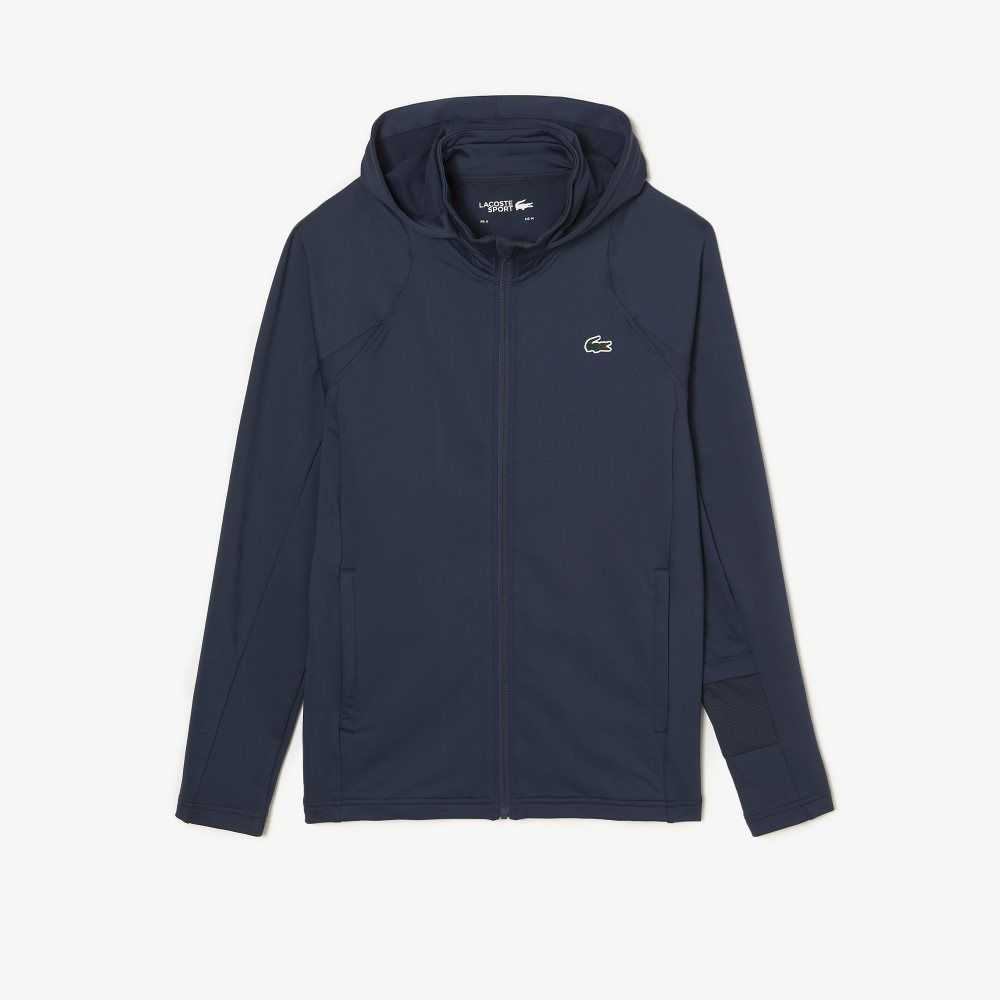 Lacoste SPORT Zipped High-Neck Kukuletalı Mavi | ME2859031