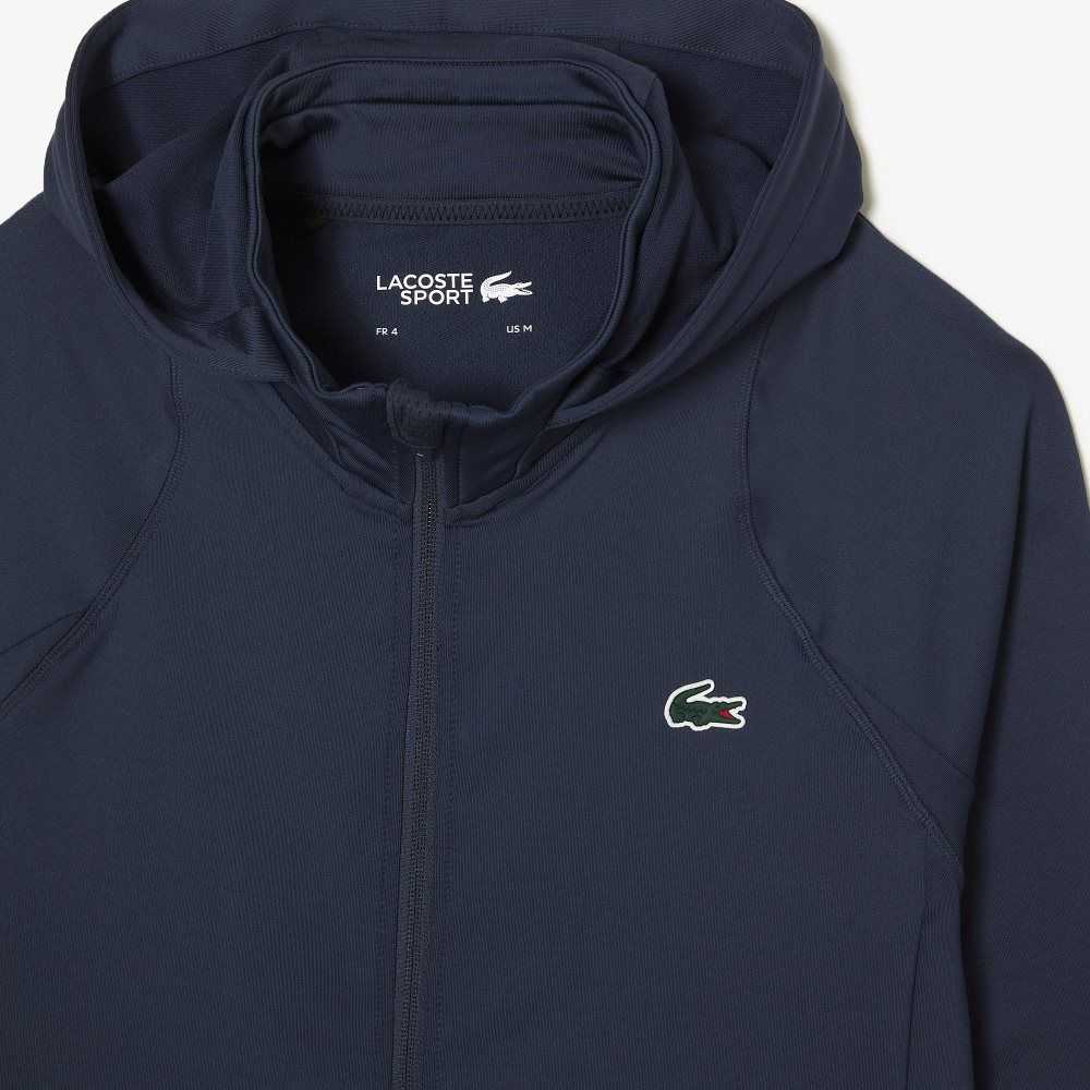 Lacoste SPORT Zipped High-Neck Kukuletalı Mavi | ME2859031