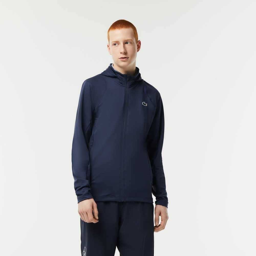 Lacoste SPORT Zipped High-Neck Kukuletalı Mavi | ME2859031