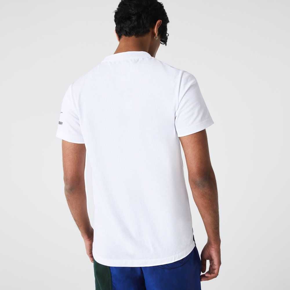 Lacoste SPORT x Theo Curin Baskılı Jersey T-Shirt Beyaz Lacivert Mavi | FZ6573941