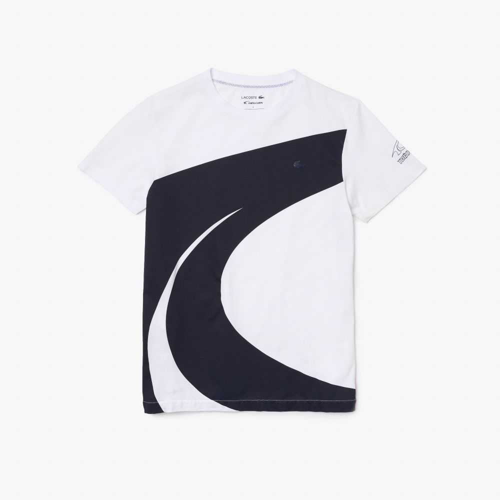 Lacoste SPORT x Theo Curin Baskılı Jersey T-Shirt Beyaz Lacivert Mavi | FZ6573941