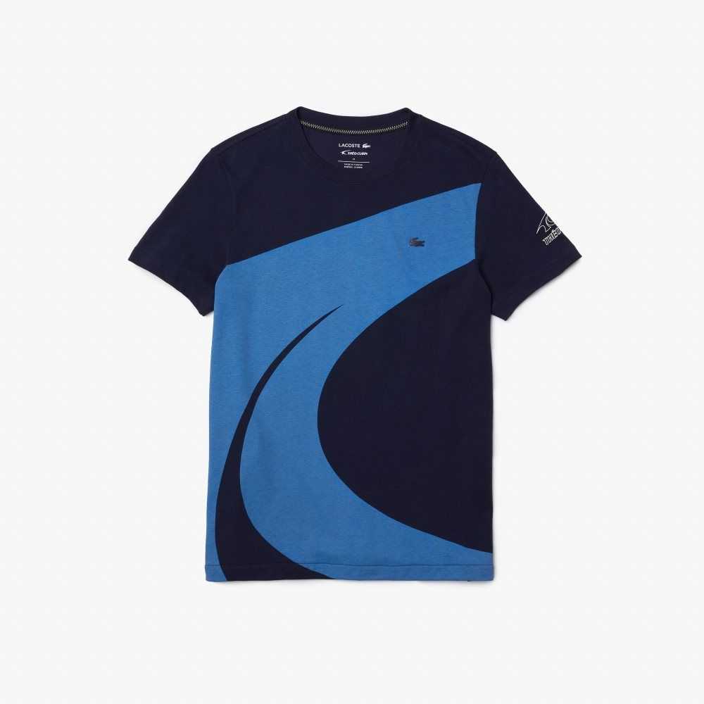 Lacoste SPORT x Theo Curin Baskılı Jersey T-Shirt Lacivert Mavi Mavi Beyaz | IB9048753