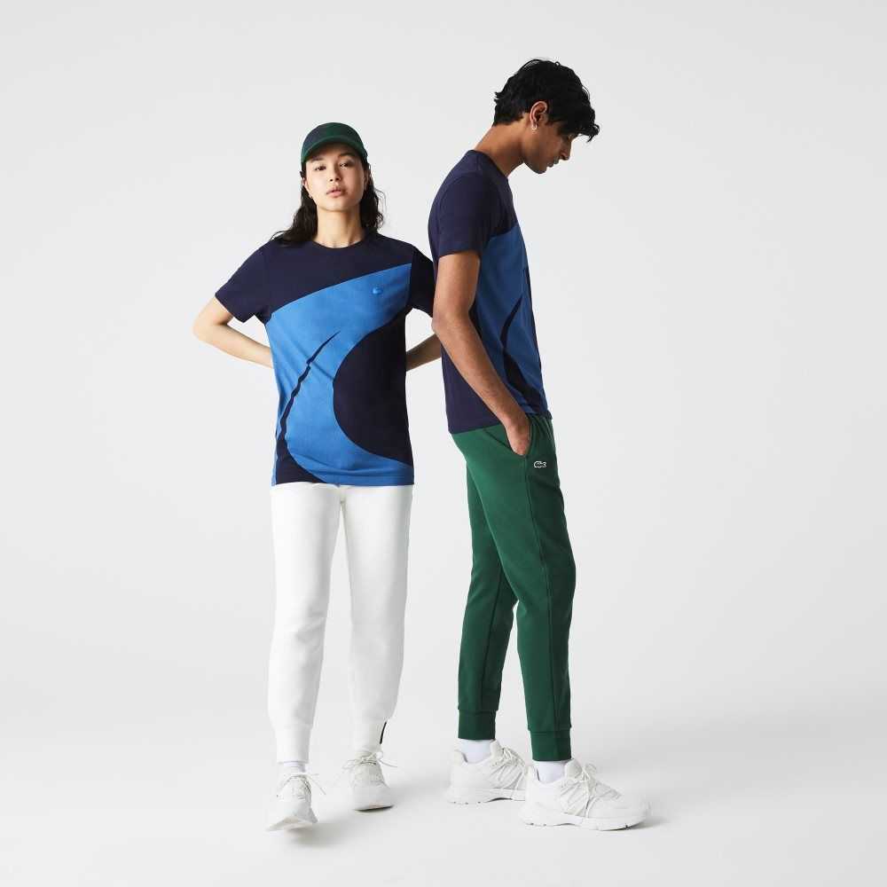 Lacoste SPORT x Theo Curin Baskılı Jersey T-Shirt Lacivert Mavi Mavi Beyaz | IB9048753