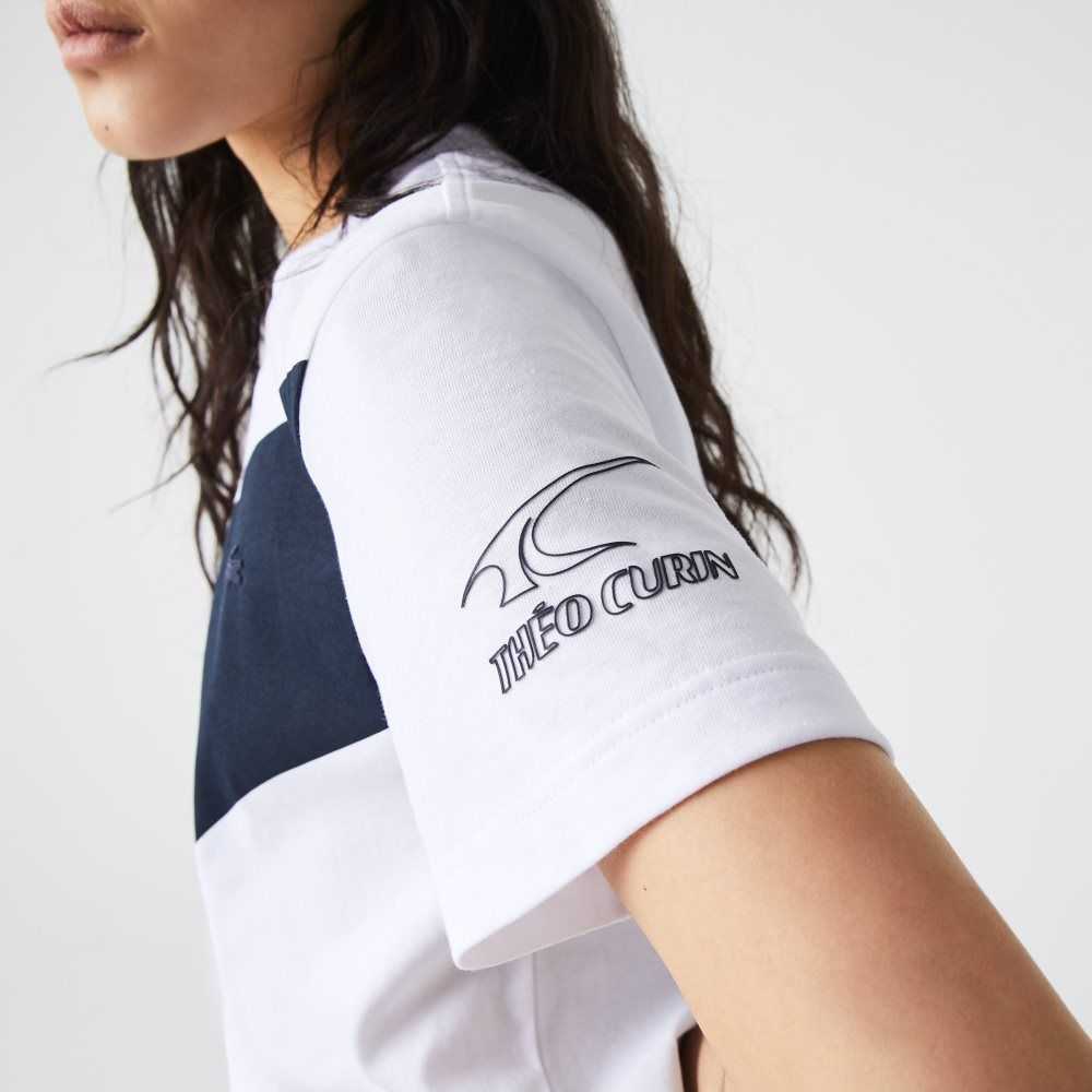 Lacoste SPORT x Theo Curin Baskılı Jersey Beyaz Lacivert Mavi | RI4639258