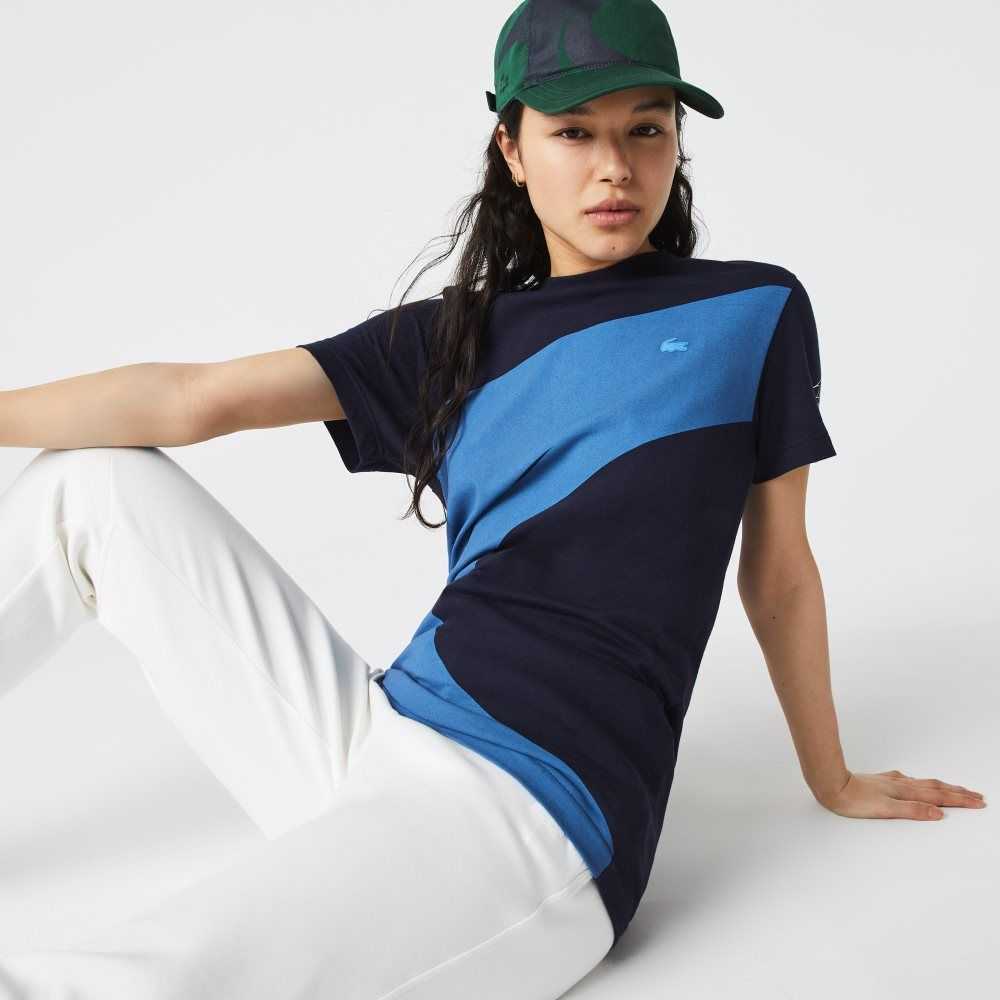 Lacoste SPORT x Theo Curin Baskılı Jersey Lacivert Mavi Mavi Beyaz | YL5312694