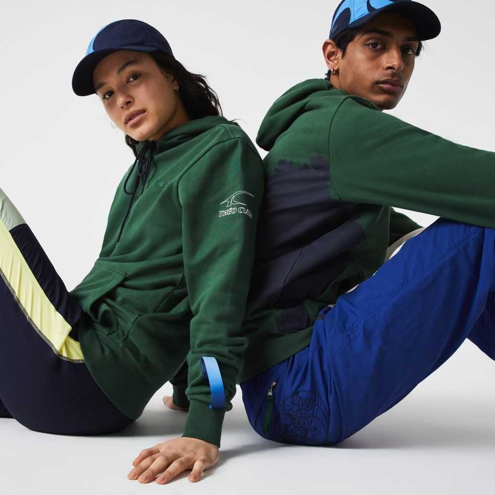 Lacoste SPORT x Theo Curin Organic Pamuklu Hoodie Yeşil Lacivert Mavi | OQ6520479