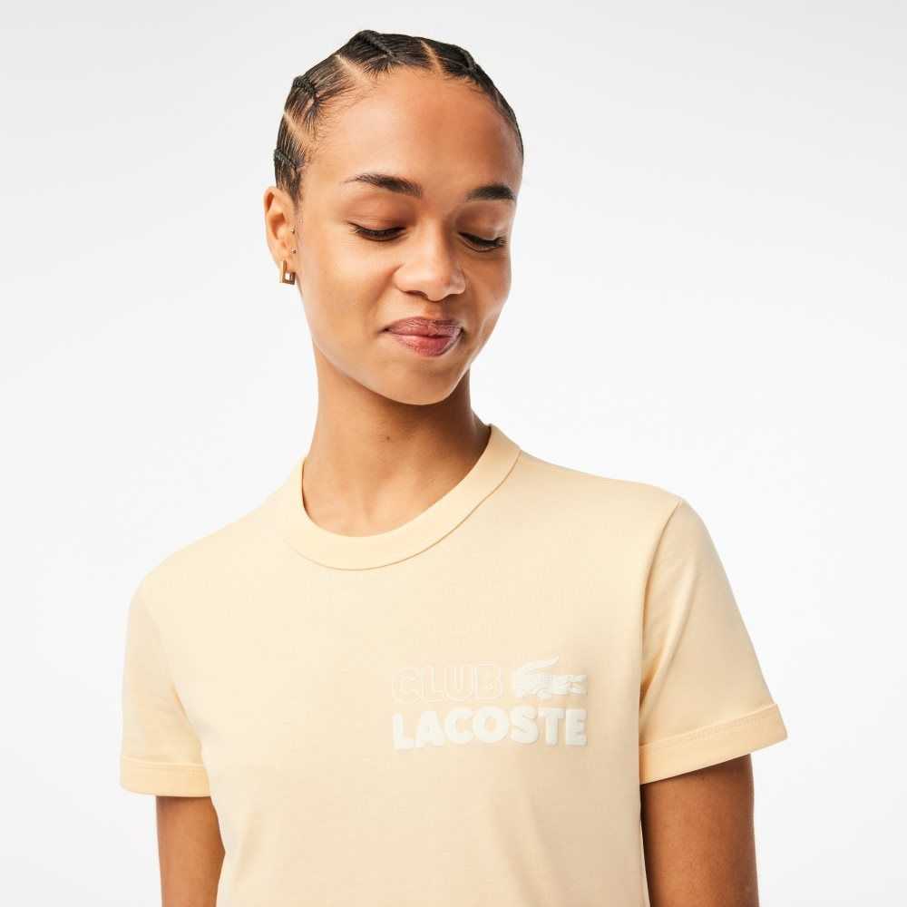 Lacoste Slim Fit Organic Pamuklu Jersey T-Shirt Sarı | DZ7918302