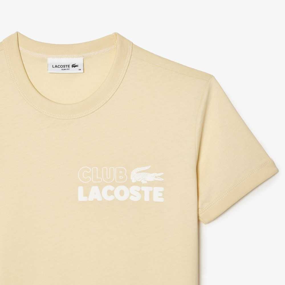 Lacoste Slim Fit Organic Pamuklu Jersey T-Shirt Sarı | DZ7918302