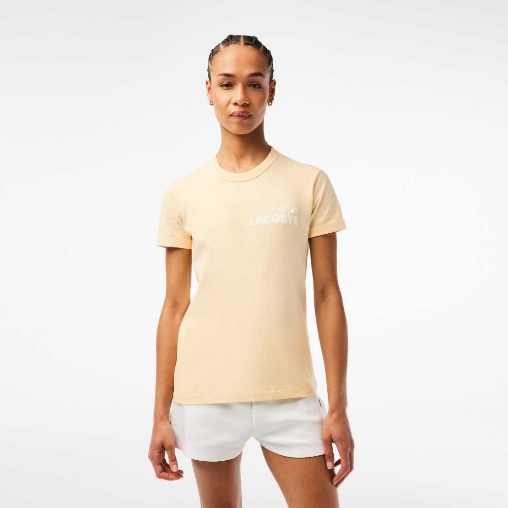 Lacoste Slim Fit Organic Pamuklu Jersey T-Shirt Sarı | DZ7918302