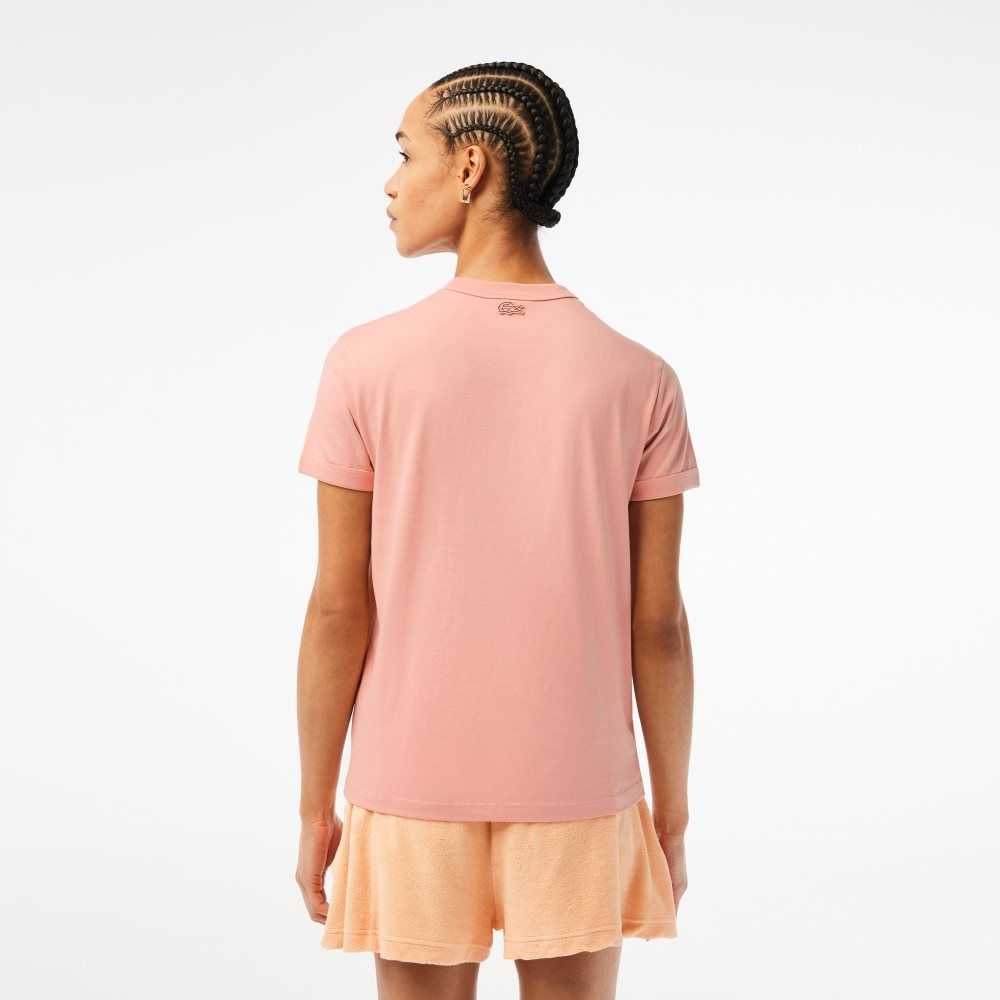 Lacoste Slim Fit Organic Pamuklu Jersey T-Shirt Açık Pembe | IZ3502641