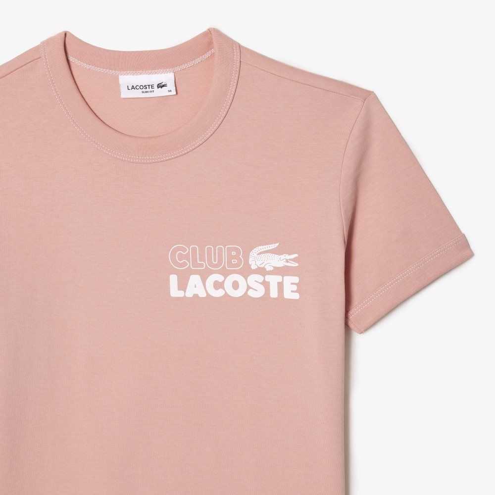 Lacoste Slim Fit Organic Pamuklu Jersey T-Shirt Açık Pembe | IZ3502641