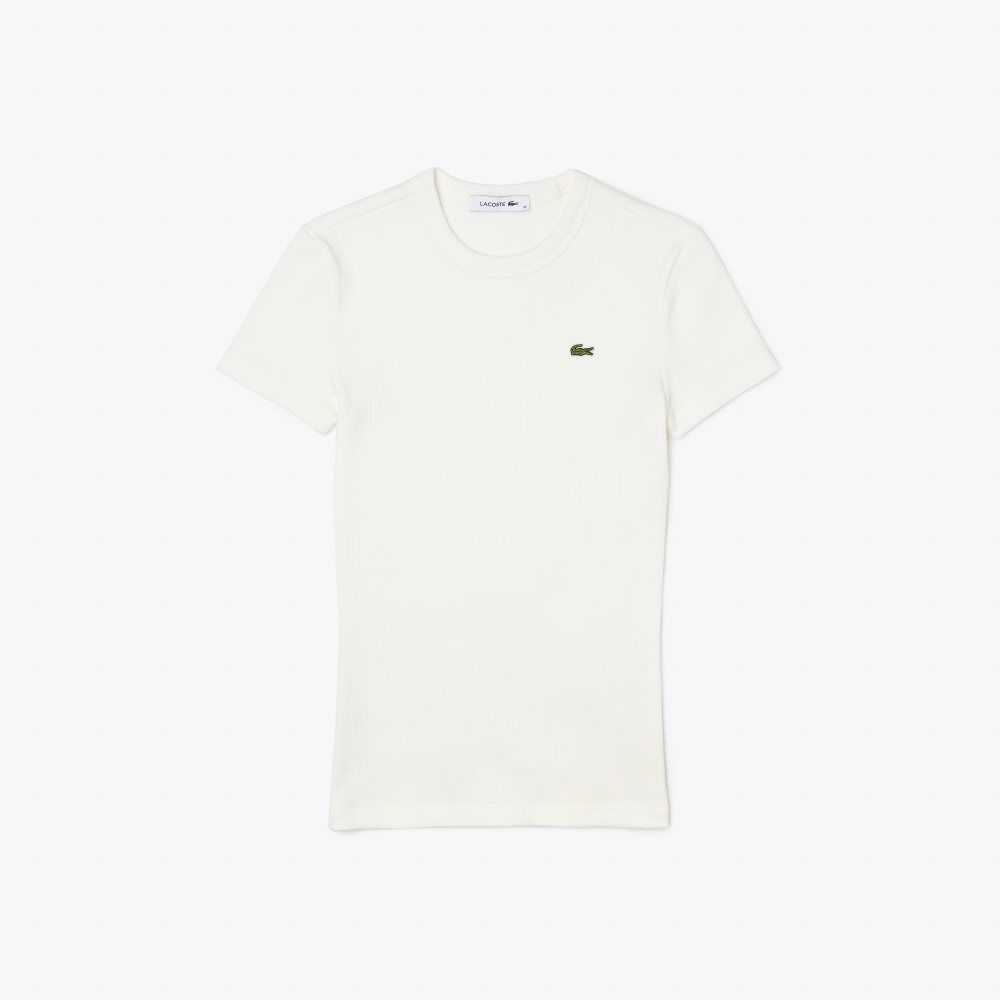 Lacoste Slim Fit Organic Pamuklu T-Shirt Beyaz | GE0915637