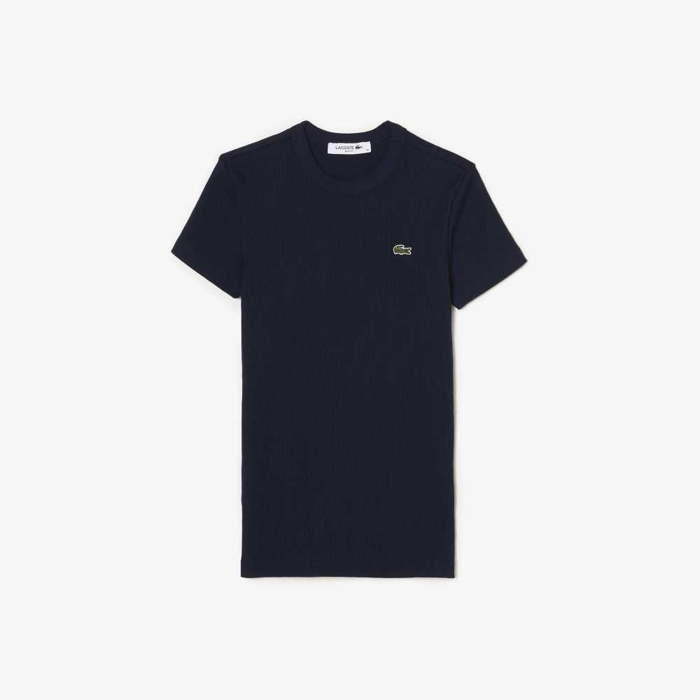 Lacoste Slim Fit Organic Pamuklu T-Shirt Lacivert Mavi | HI6239704