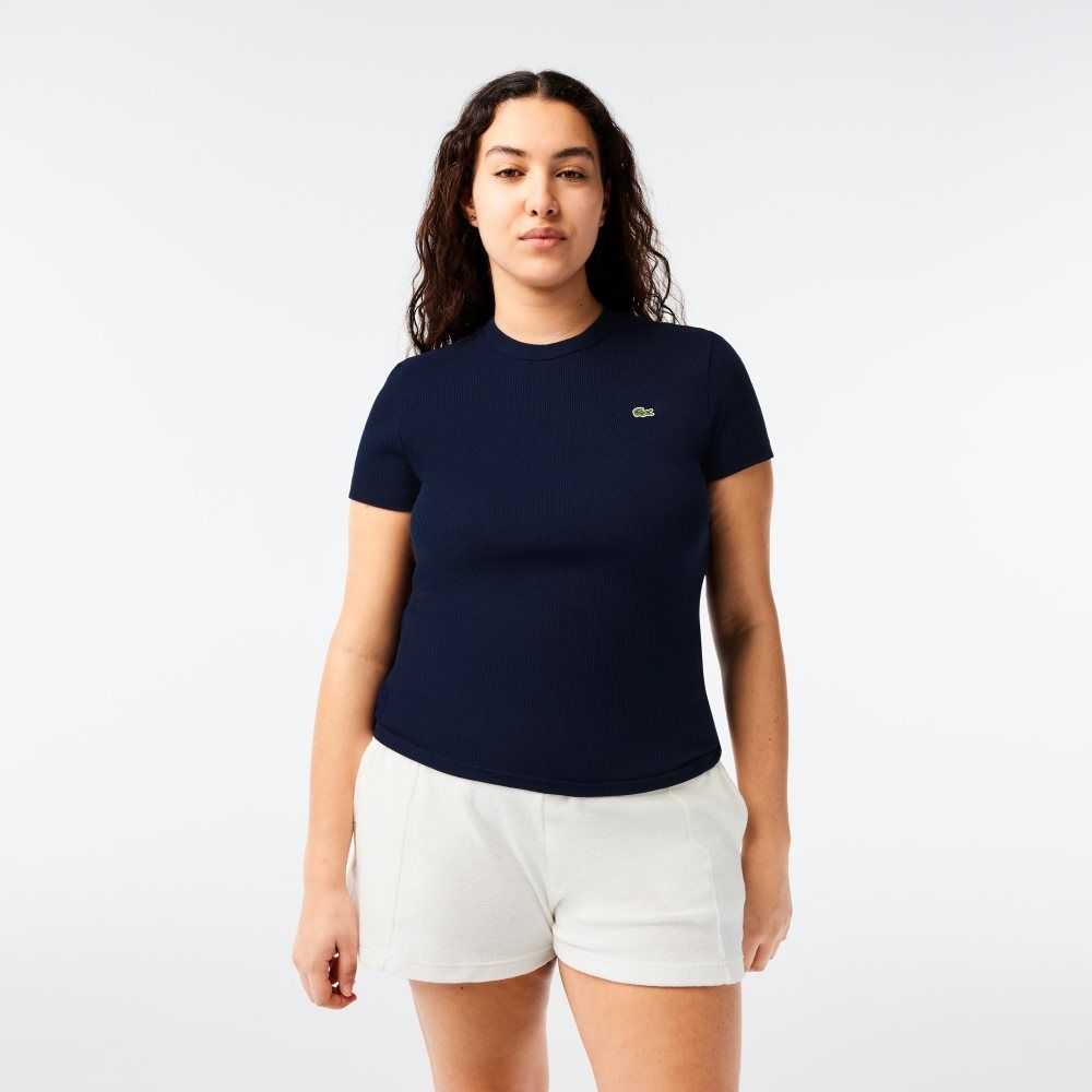 Lacoste Slim Fit Organic Pamuklu T-Shirt Lacivert Mavi | HI6239704