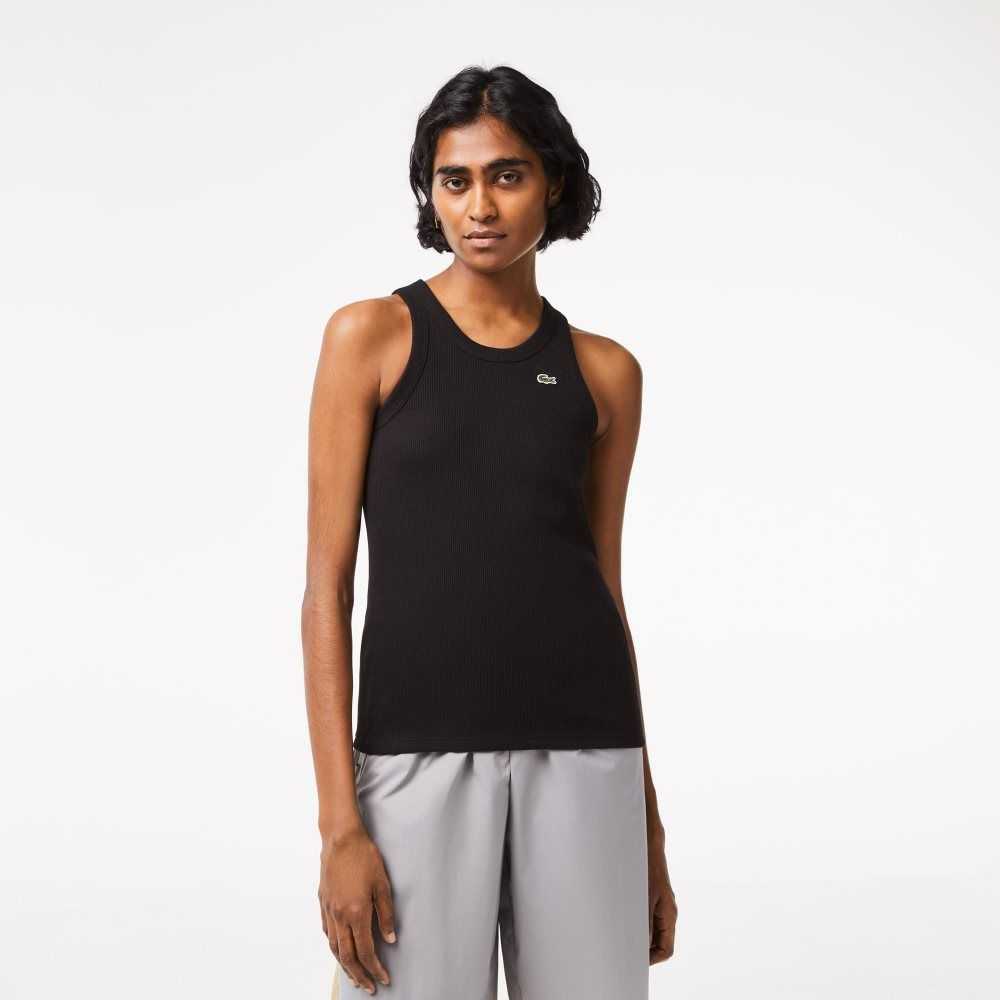 Lacoste Slim Fit Organic Pamuklu Tank Siyah | MW6087914