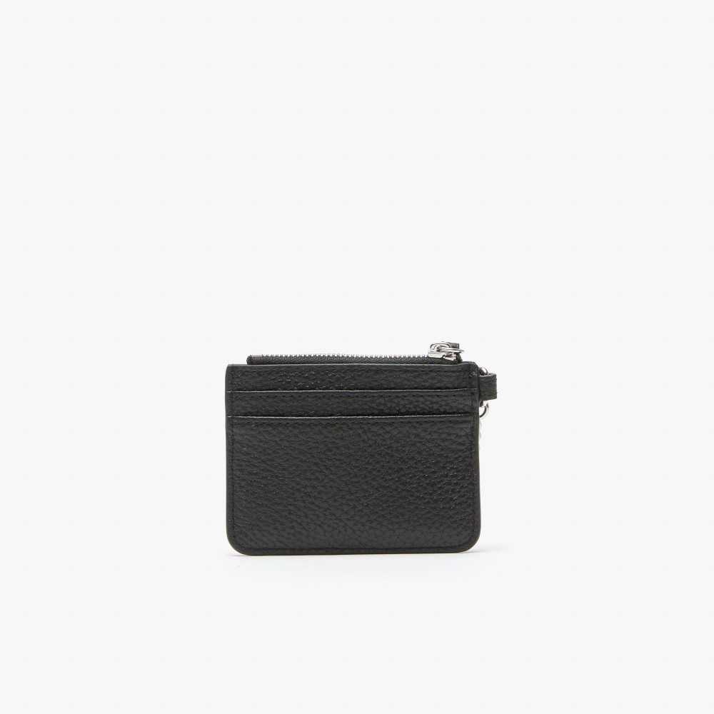 Lacoste Snap Hook Grained Deri Card Holder Siyah | KP5786130