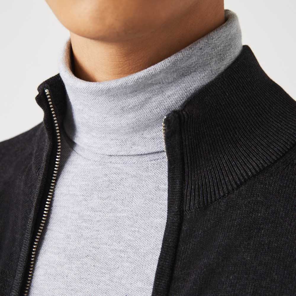 Lacoste Stand-Up Collar Organic Pamuklu Zippered Gri | GE1238097