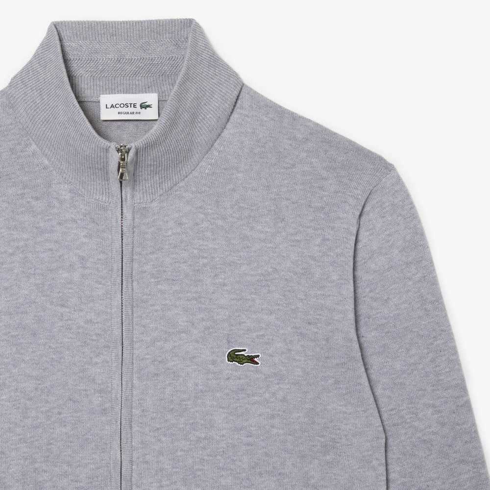 Lacoste Stand-Up Collar Organic Pamuklu Zippered Gri | OL0481957