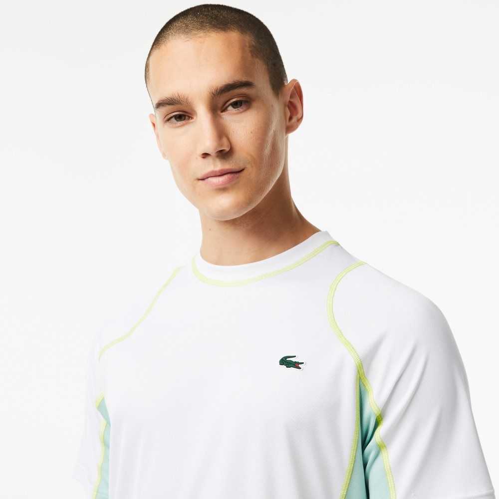 Lacoste Tenis in Tear Resistant Pique Beyaz Açık Yeşil Sarı | QH6294317