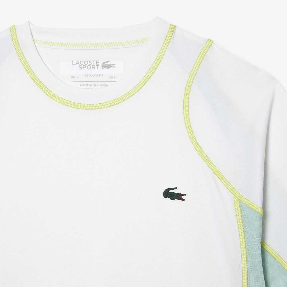 Lacoste Tenis in Tear Resistant Pique Beyaz Açık Yeşil Sarı | QH6294317