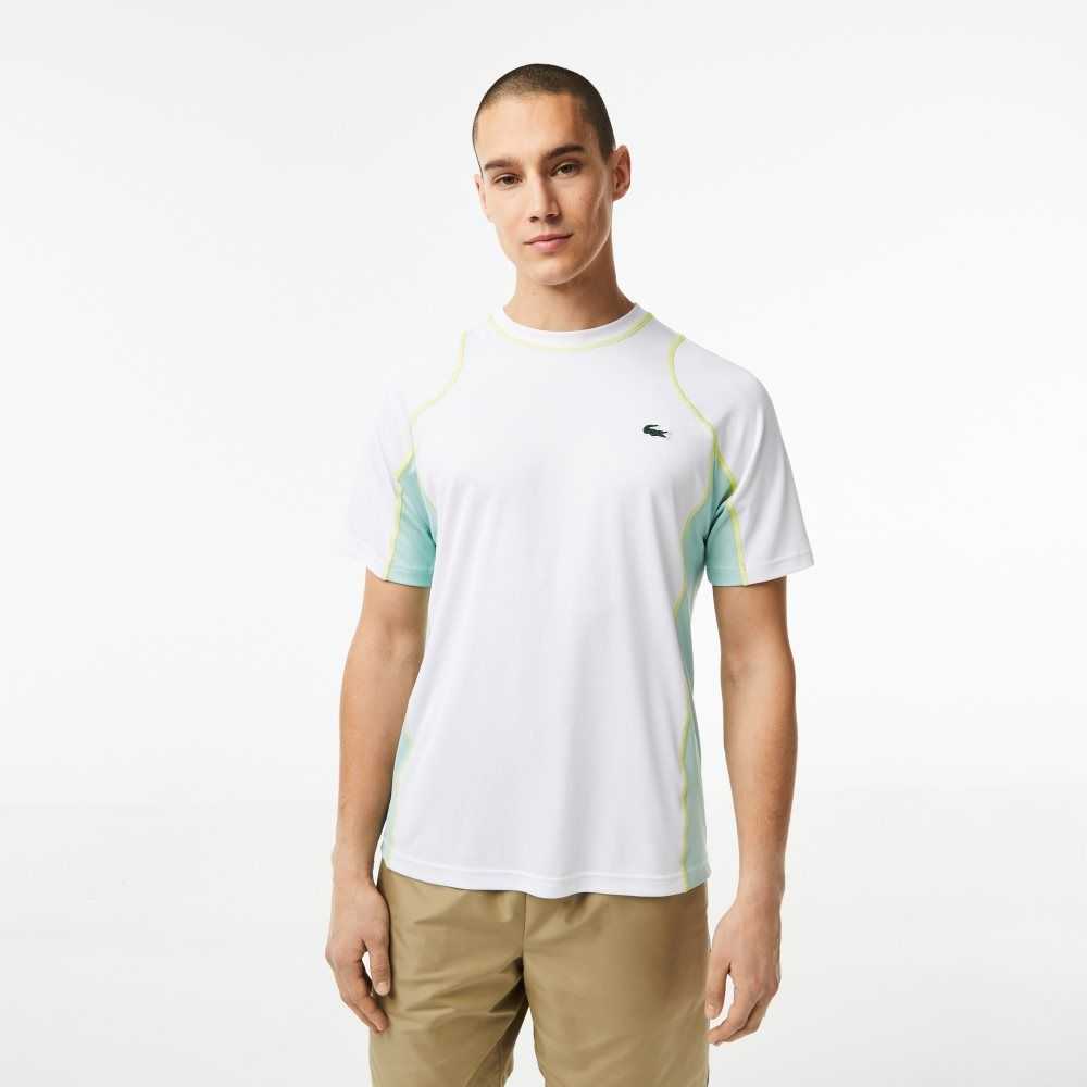 Lacoste Tenis in Tear Resistant Pique Beyaz Açık Yeşil Sarı | QH6294317