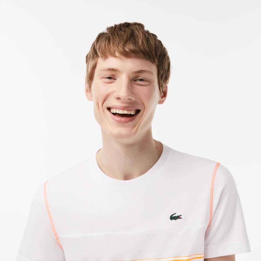 Lacoste Tenis x Daniil Medvedev Jersey Beyaz Mavi Turuncu | YA0975681