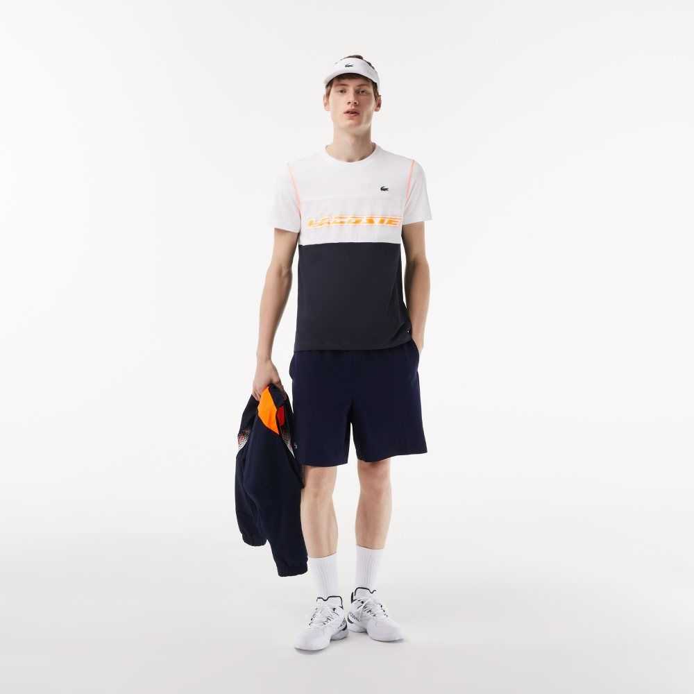 Lacoste Tenis x Daniil Medvedev Jersey Beyaz Mavi Turuncu | YA0975681