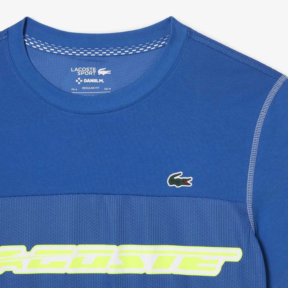 Lacoste Tenis x Daniil Medvedev Jersey Mavi Yeşil Beyaz Sarı | SI0167845