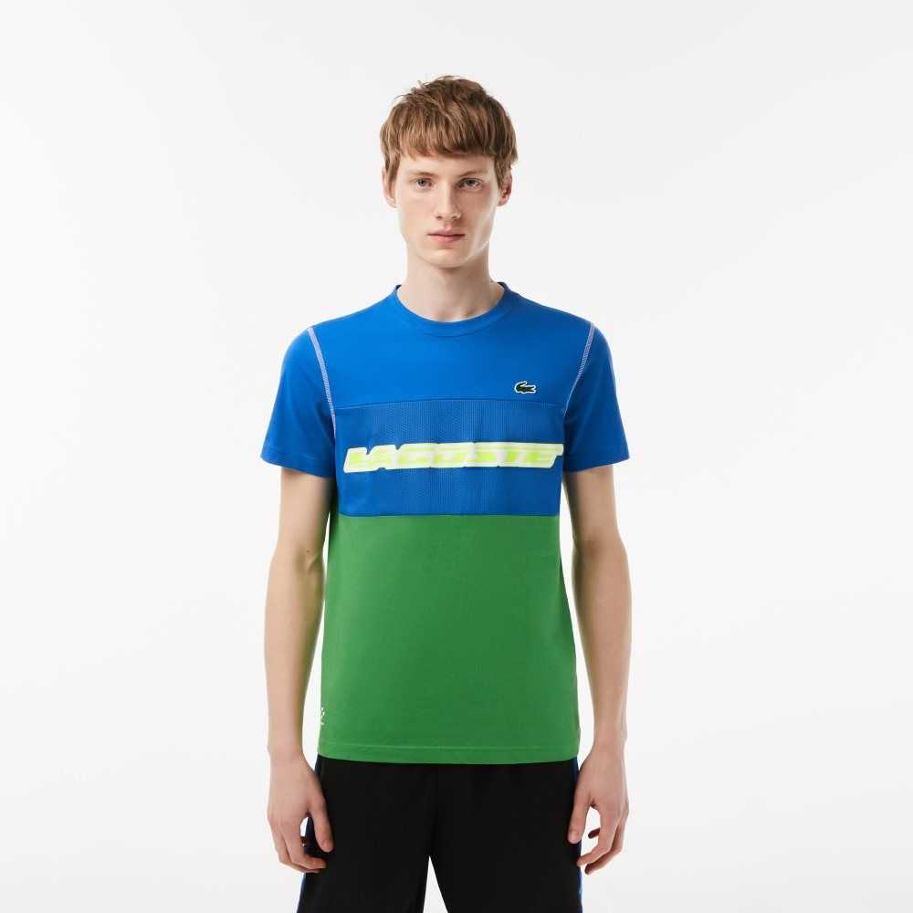 Lacoste Tenis x Daniil Medvedev Jersey Mavi Yeşil Beyaz Sarı | SI0167845