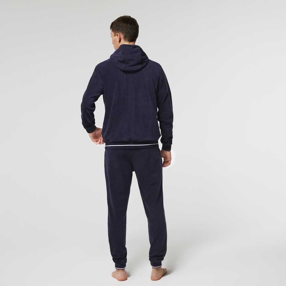 Lacoste Terrycloth Zip Lounge Lacivert Mavi | BT7621948