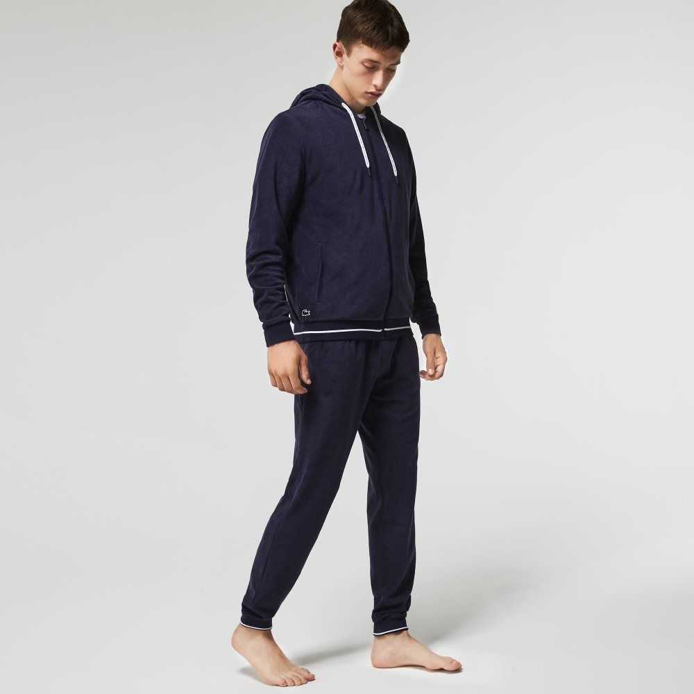 Lacoste Terrycloth Zip Lounge Lacivert Mavi | BT7621948