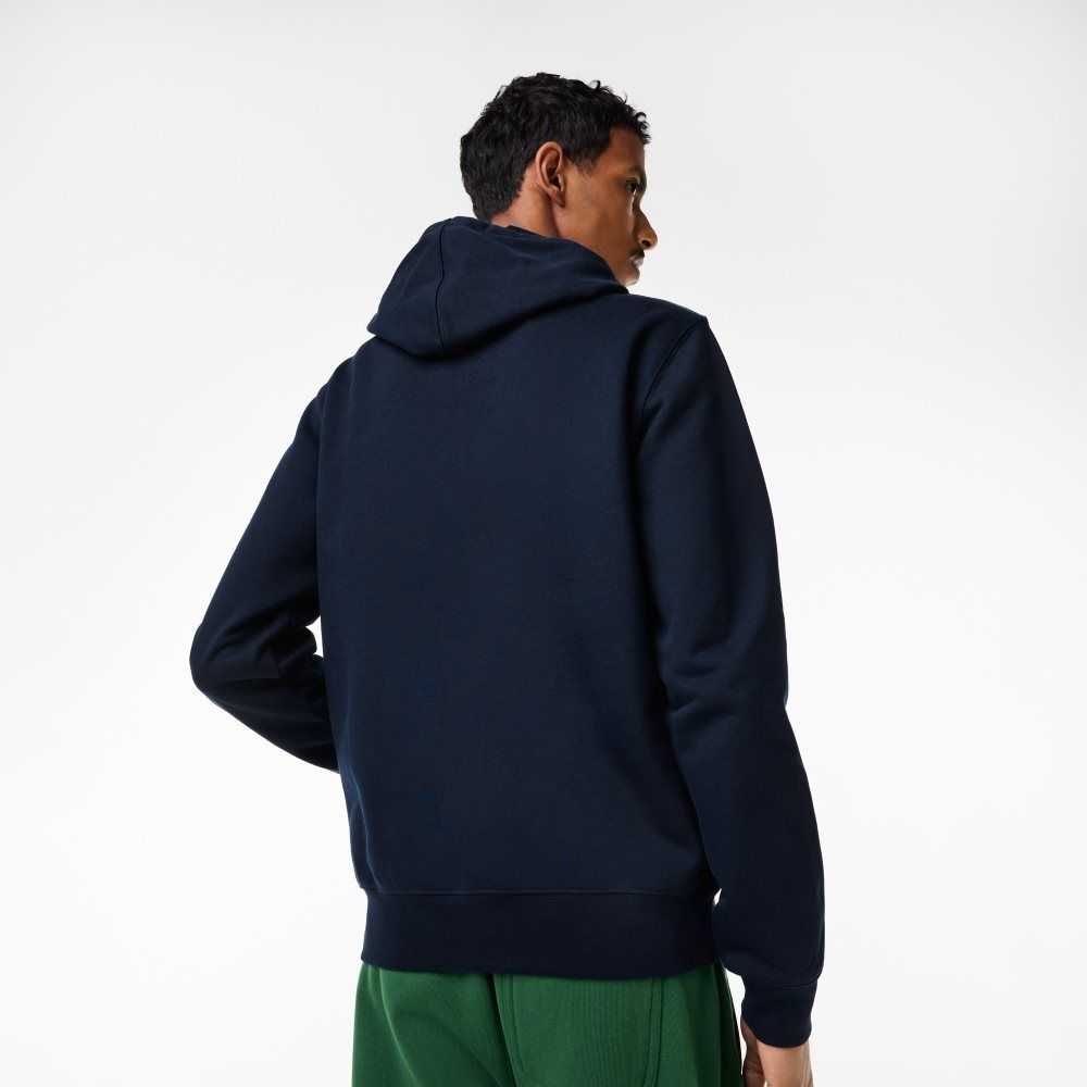 Lacoste Unbrushed Fleece Zipped Hoodie Lacivert Mavi | MU5908216