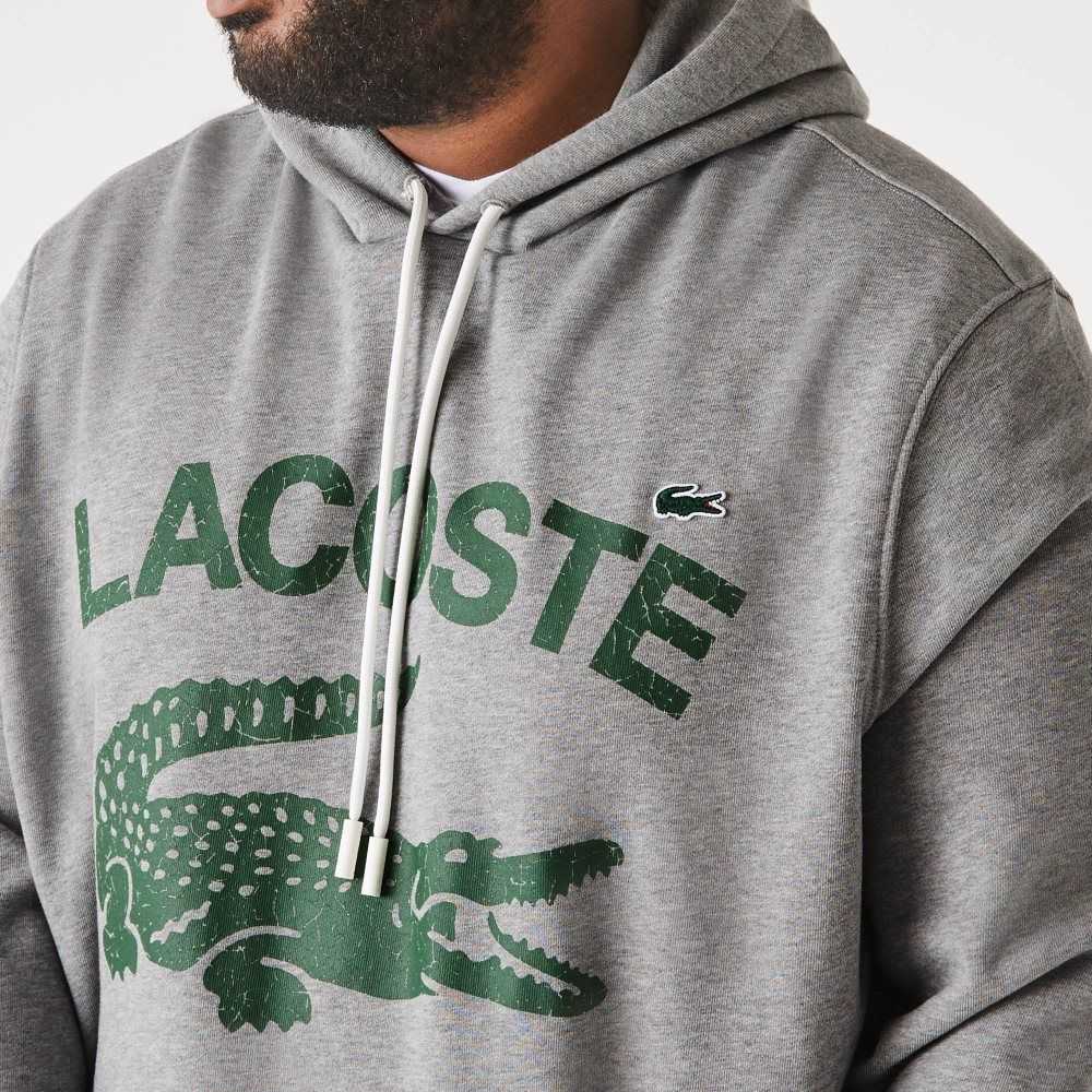 Lacoste Uzun Fit Pamuklu Fleece Hoodie Gri | IL4126835