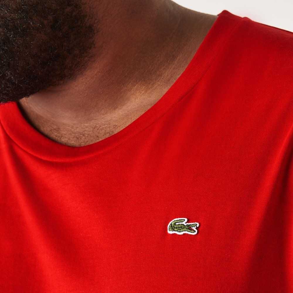 Lacoste Uzun Fit Pima Pamuklu Jersey Kırmızı | UL2095876